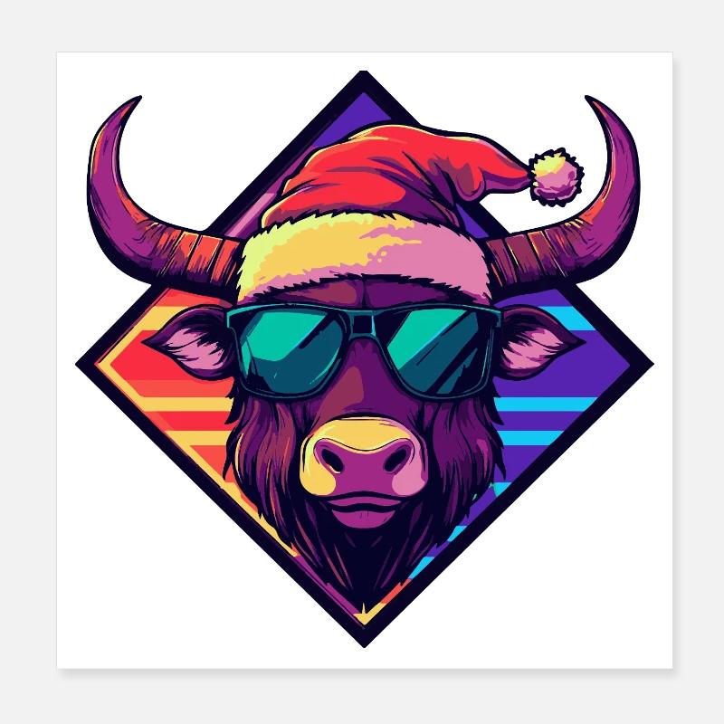  Bison Santa Sonnenbrille Poster 20x20 cm