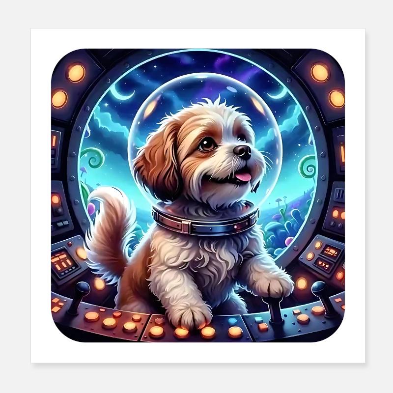 Petit Cosmique dans la capsule spatiale Poster 20 x 20 cm