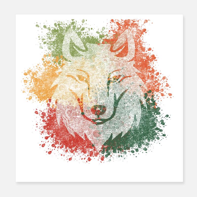 Zentangle Wolf Poster 8" x 8" (20x20 cm)