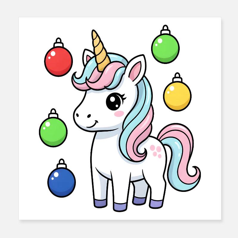 Süßes Weihnachts-Einhorn Poster 20x20 cm