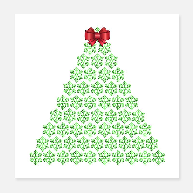 Schneeflocken-Weihnachtsbaum mit Schleife Poster 20x20 cm