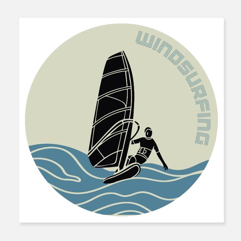 Windsurfer auf Wellen Poster 20x20 cm