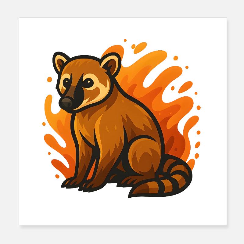 Flaming Nose Bear Poster 8" x 8" (20x20 cm)