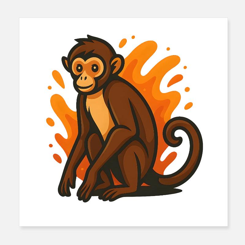 Spider Monkey in Flaming Aura Poster 8" x 8" (20x20 cm)