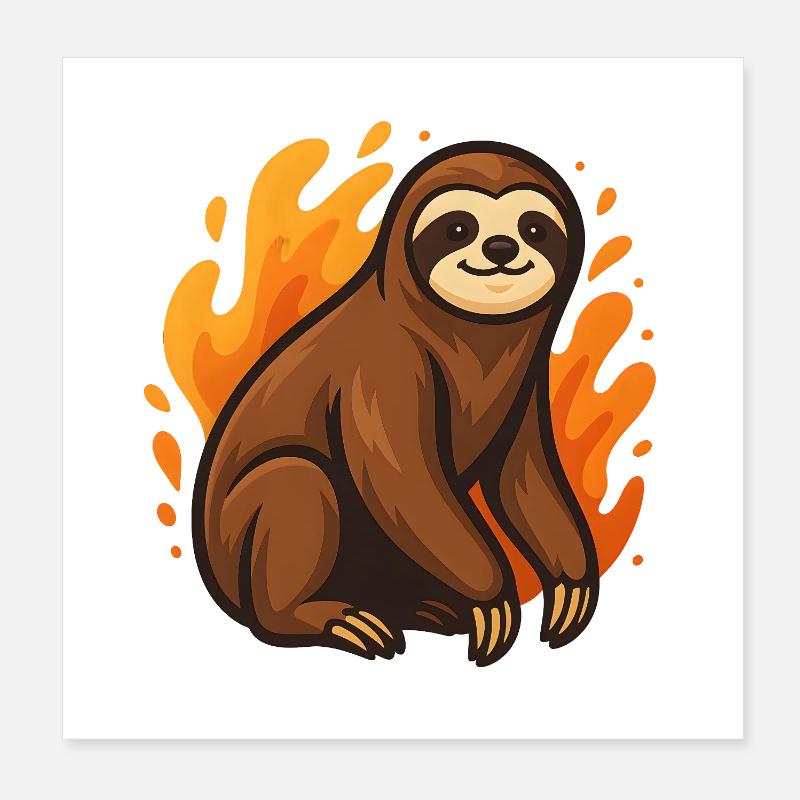 Flaming sloth Poster 8" x 8" (20x20 cm)