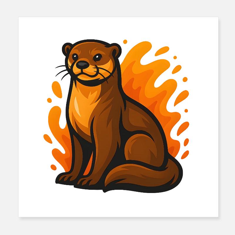 Flammender Otter Poster 20x20 cm
