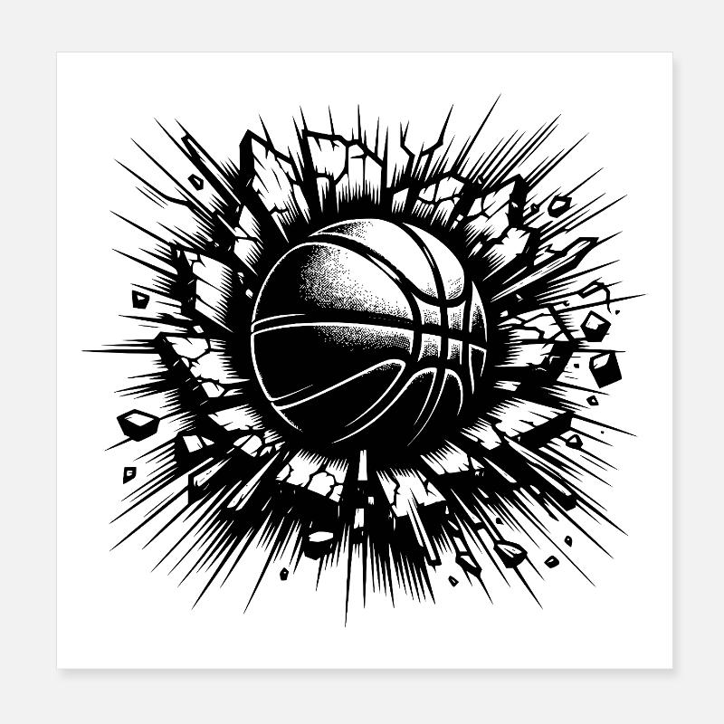 Basketball Wurf zerstört eine Wand Poster 20x20 cm