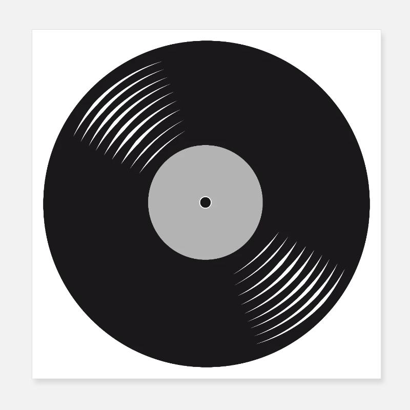 Stilisierte schwarze Vinyl-Schallplatte Poster 20x20 cm