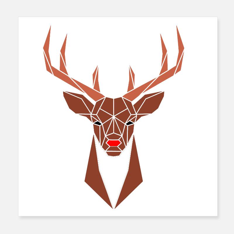 Geometrischer Hirschkopf Rudolph Poster 20x20 cm