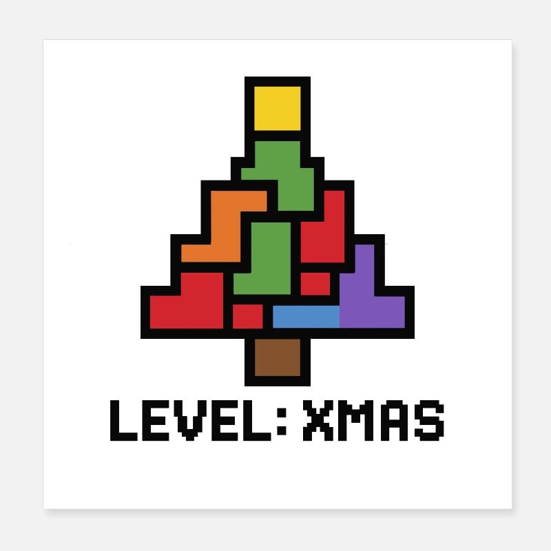 LevelXmas Pixel Tree Poster 8" x 8" (20x20 cm)