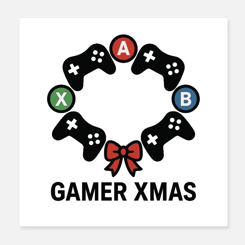 Gamer Xmas Controller Kranz Poster 20x20 cm