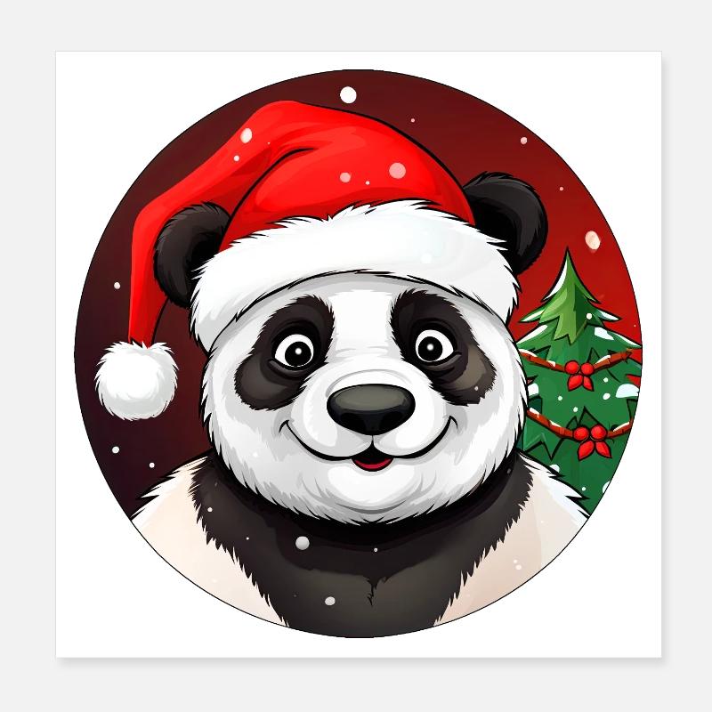Christmas Panda Poster 8" x 8" (20x20 cm)