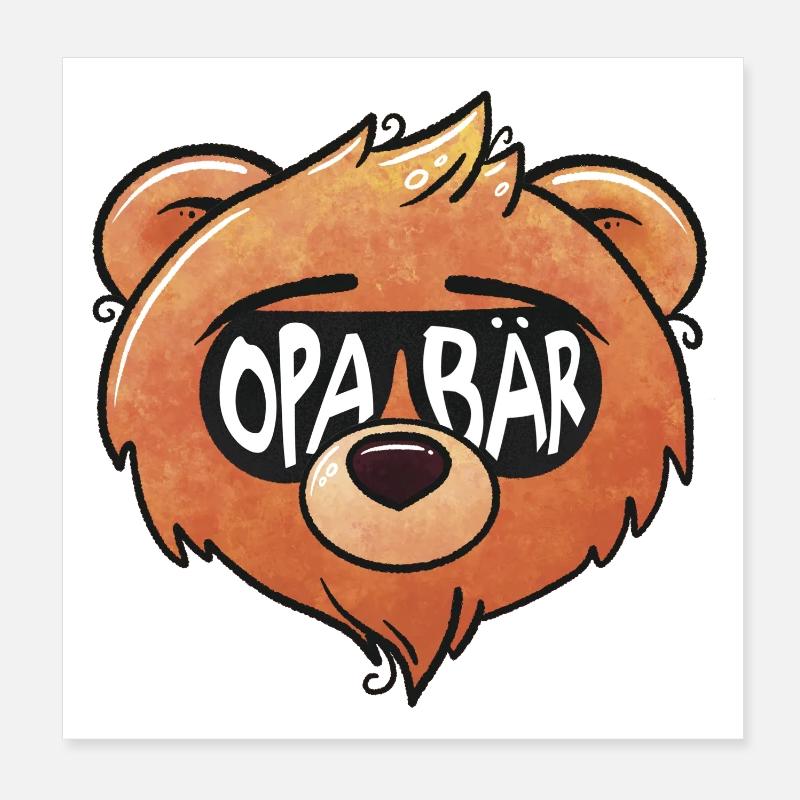 Opa Bär - Poster 20x20 cm - Weiß