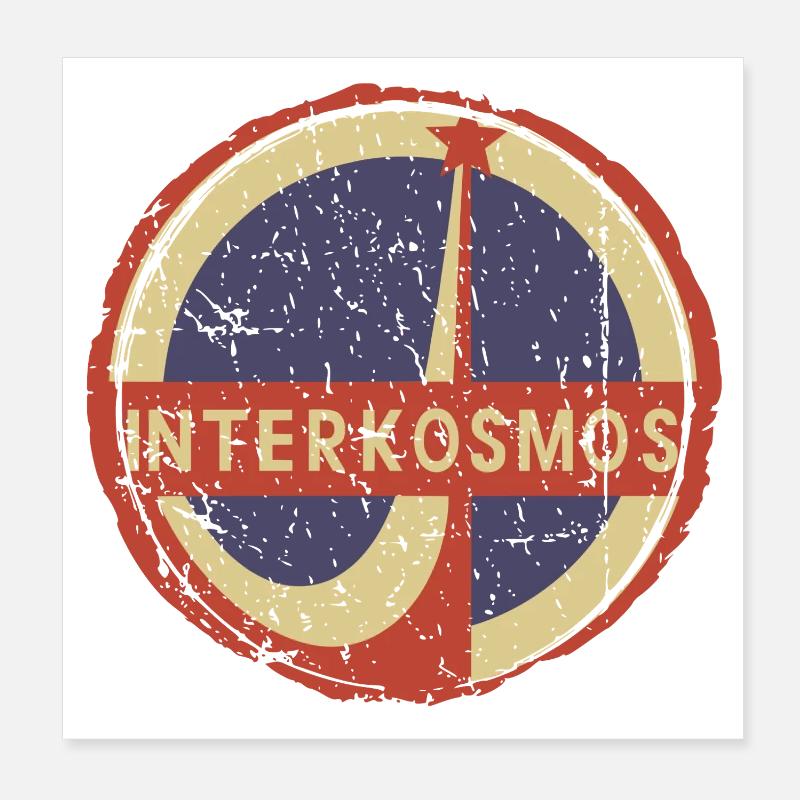Interkosmos DDR Retro Circle Emblem Poster 8" x 8" (20x20 cm)