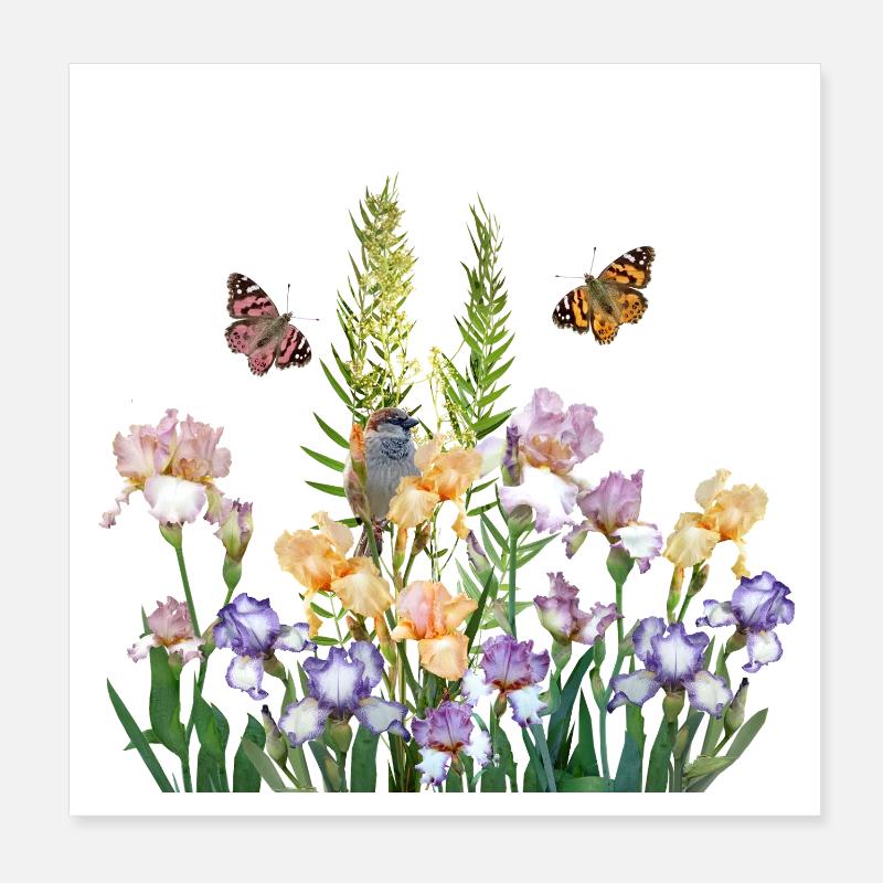 Dans le jardin des papillons Poster 20 x 20 cm