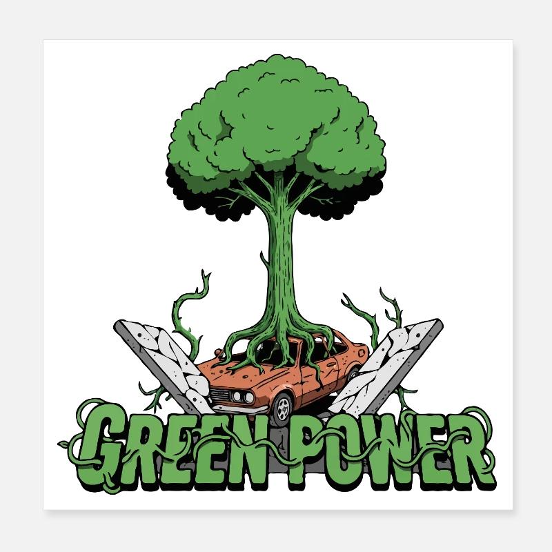 Arbre d’énergie vert Poster 20 x 20 cm