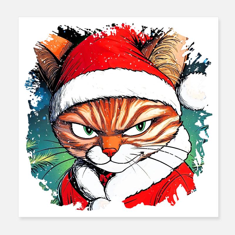 Weihnachten Katze Poster 20x20 cm