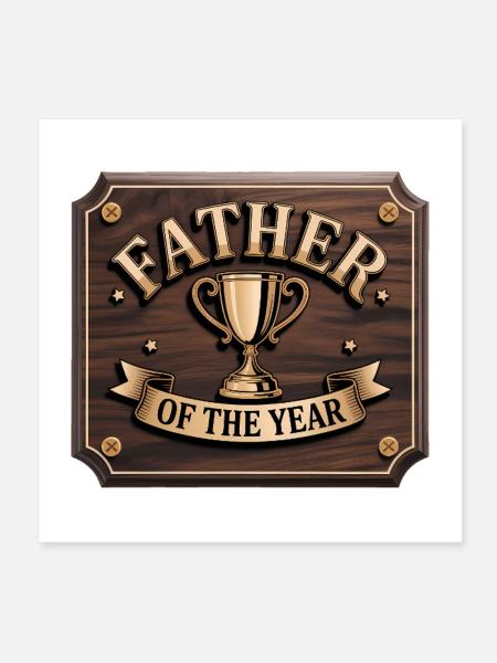 Father of the Year - Funny Dad T-Shirt - Poster 8" x 8" (20x20 cm) - white - Front