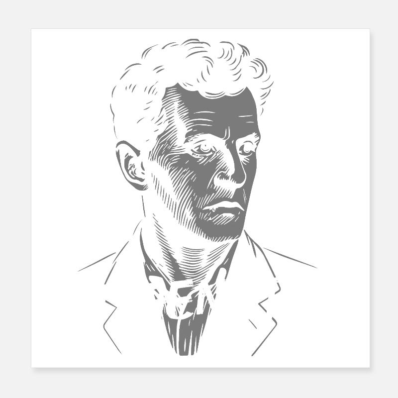 Ludwig Wittgenstein Philosophe Portrait monotexte Poster 20 x 20 cm
