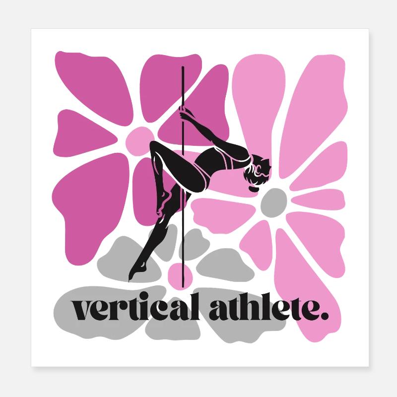 Athlète vertical en cadre de fleurs Poster 20 x 20 cm