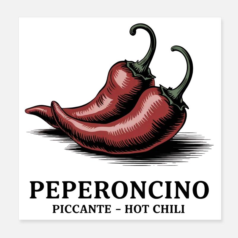 Peperoncino Piccante – Hot Chili Poster 8" x 8" (20x20 cm)
