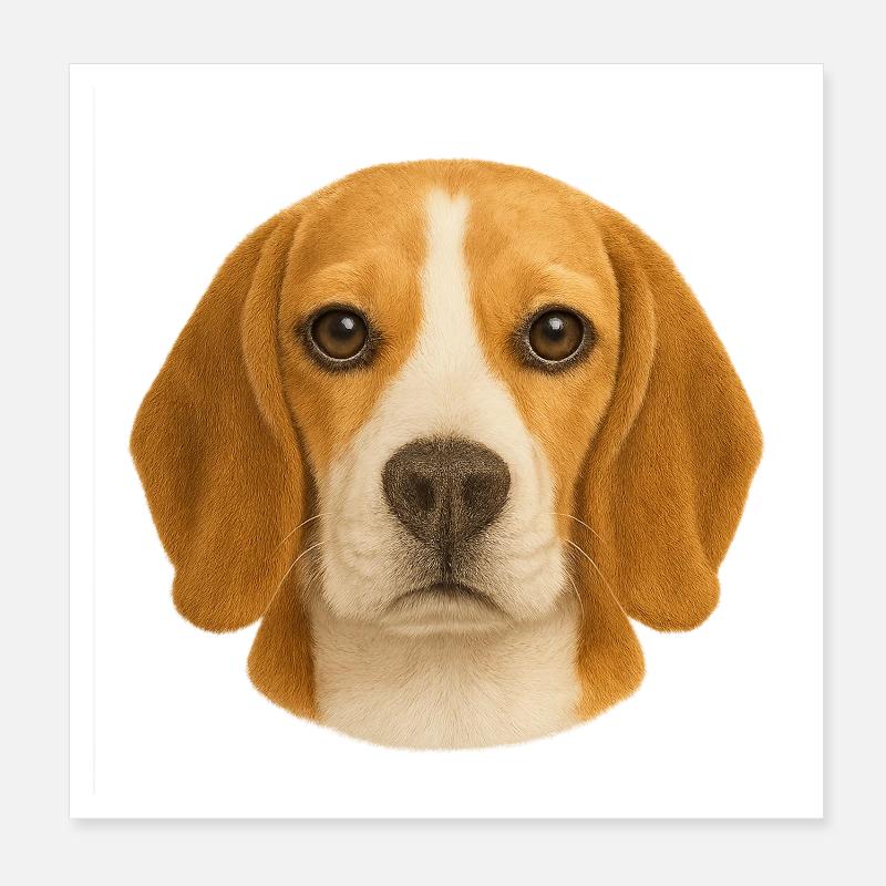 Beagle Head Portrait Animal Love Poster 8" x 8" (20x20 cm)