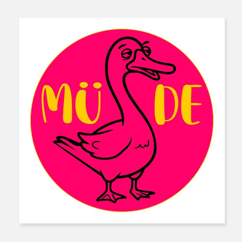 GANS GÄNSE Müde Poster 20x20 cm