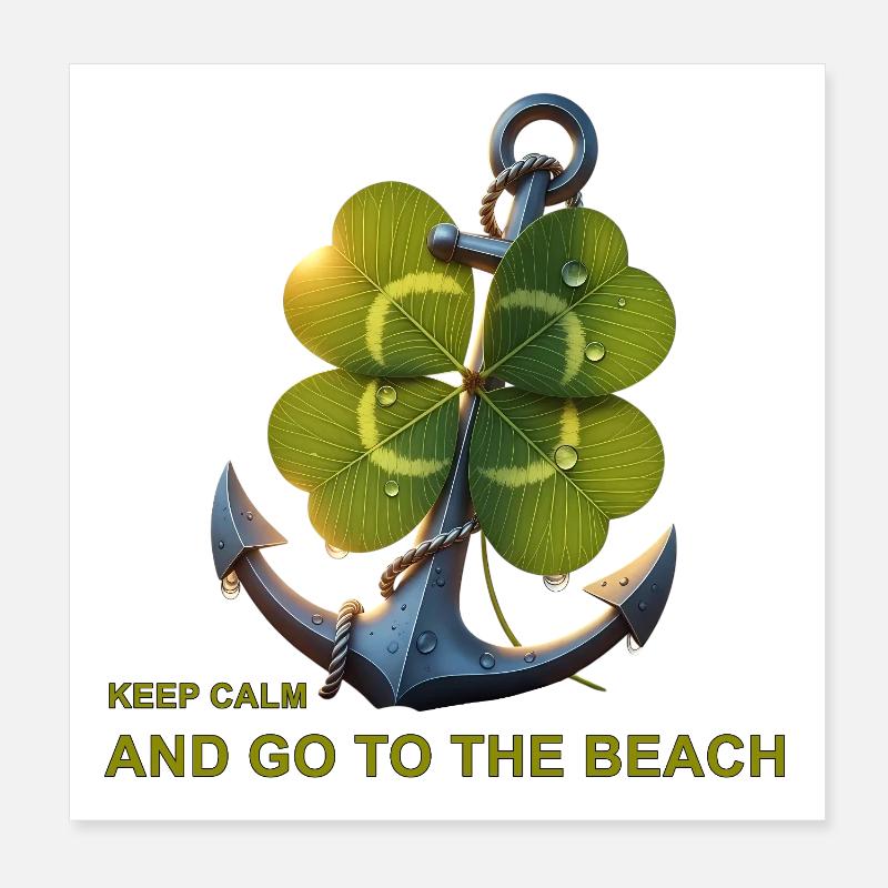 Devise de la plage Shamrock Anchor Poster 20 x 20 cm