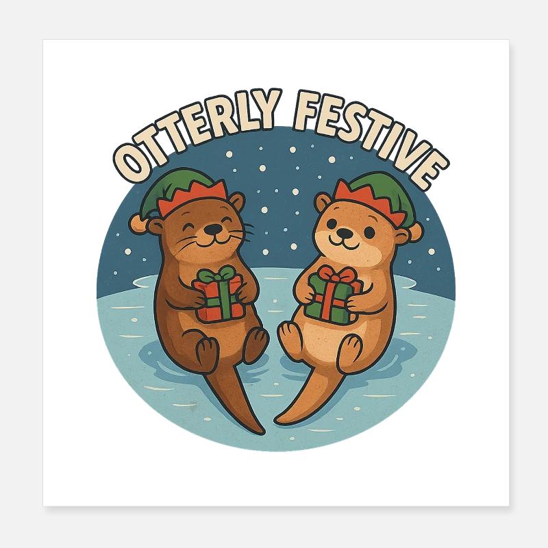 Otterfestliche Otter mit Geschenken Poster 20x20 cm
