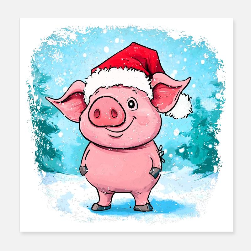Noël cochon Poster 20 x 20 cm