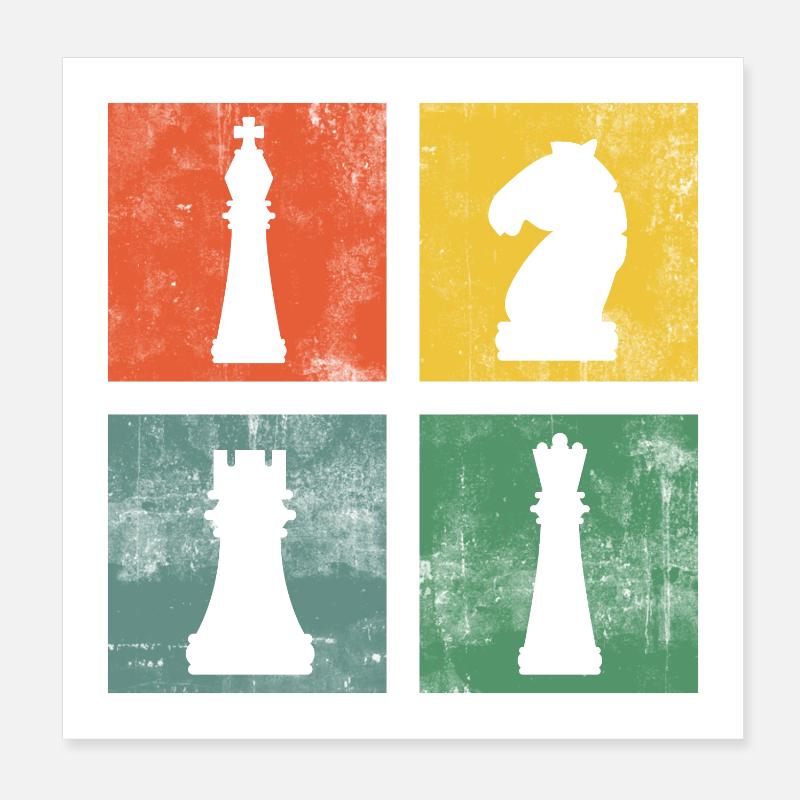 Échecs Pièces d’échecs Joueurs d’échecs Poster 20 x 20 cm