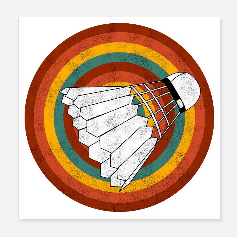 Retro Shuttlecock Neon Rings Poster 8" x 8" (20x20 cm)