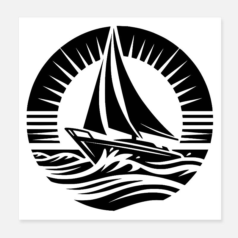 Sailing dream water adventure in a circle Poster 8" x 8" (20x20 cm)