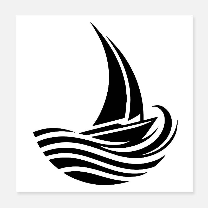 Minimalist maritime sailboat meets wave Poster 8" x 8" (20x20 cm)