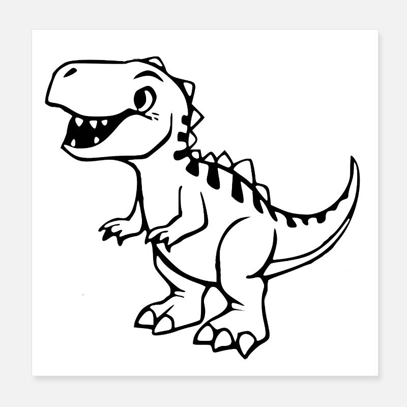 Dinosaur Black Poster 20 x 20 cm
