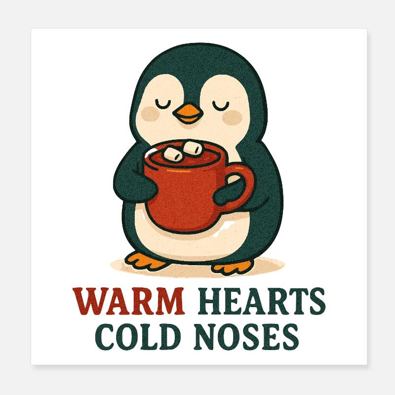 Cuddly penguin with hot cup Poster 8" x 8" (20x20 cm)