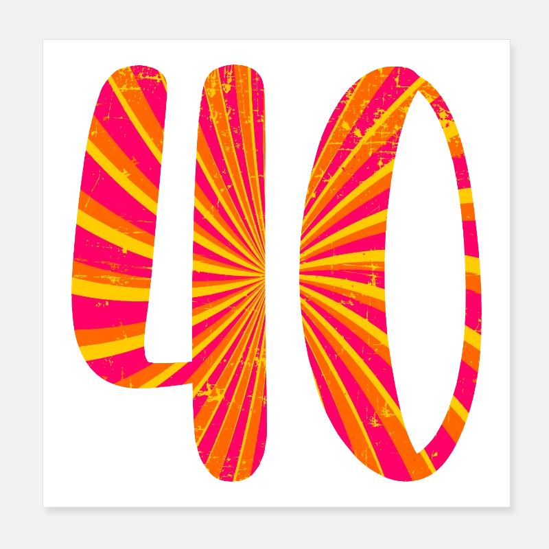 Vierzig Zahl 40. Geburtstag Poster 20x20 cm