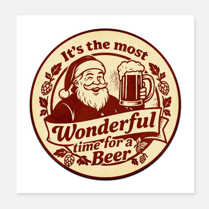 Weihnachtsbier Retrobadge Poster 20x20 cm