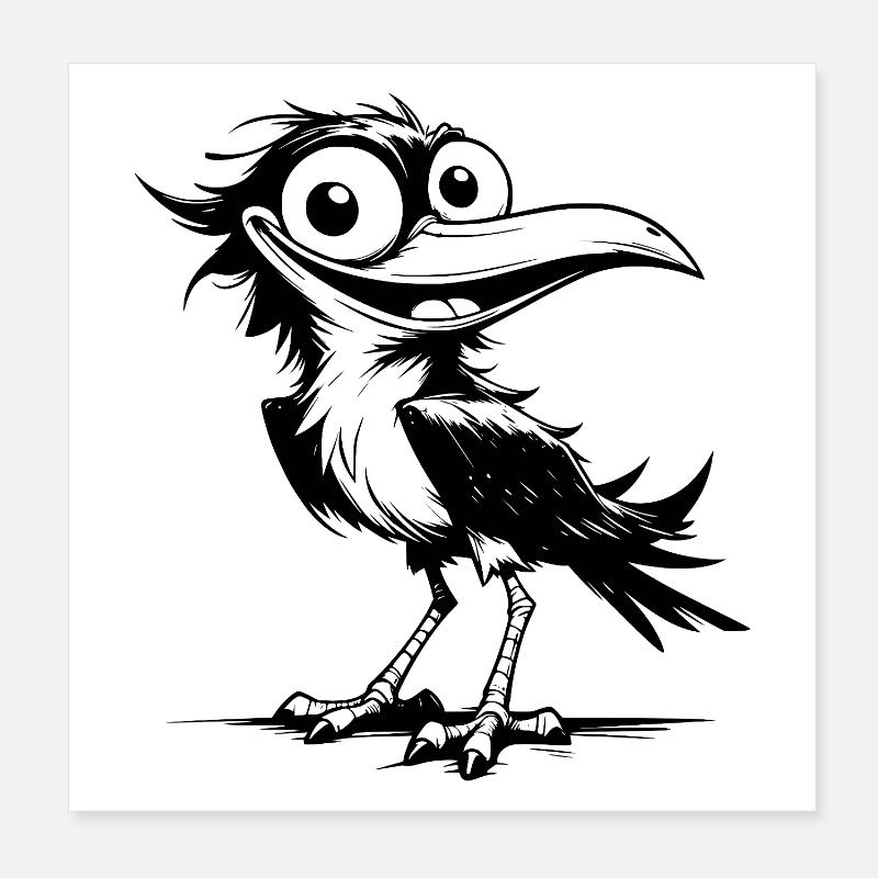 Witziger Flattermann Vogel mit Grinsen im Gesicht Poster 20x20 cm