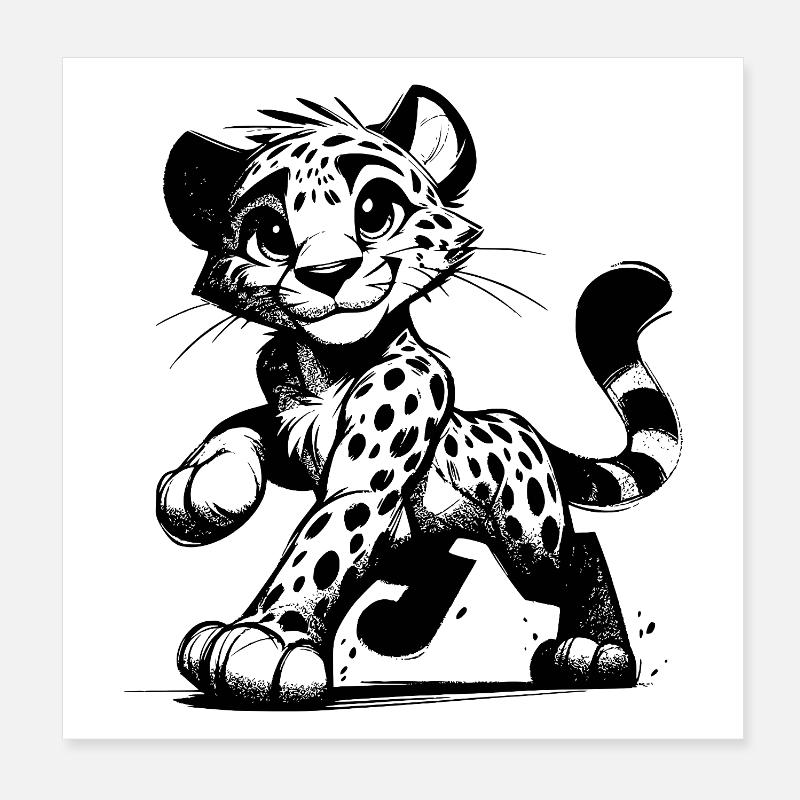 Niedlicher Leopard schönste Raubtier der Savanne Poster 20x20 cm