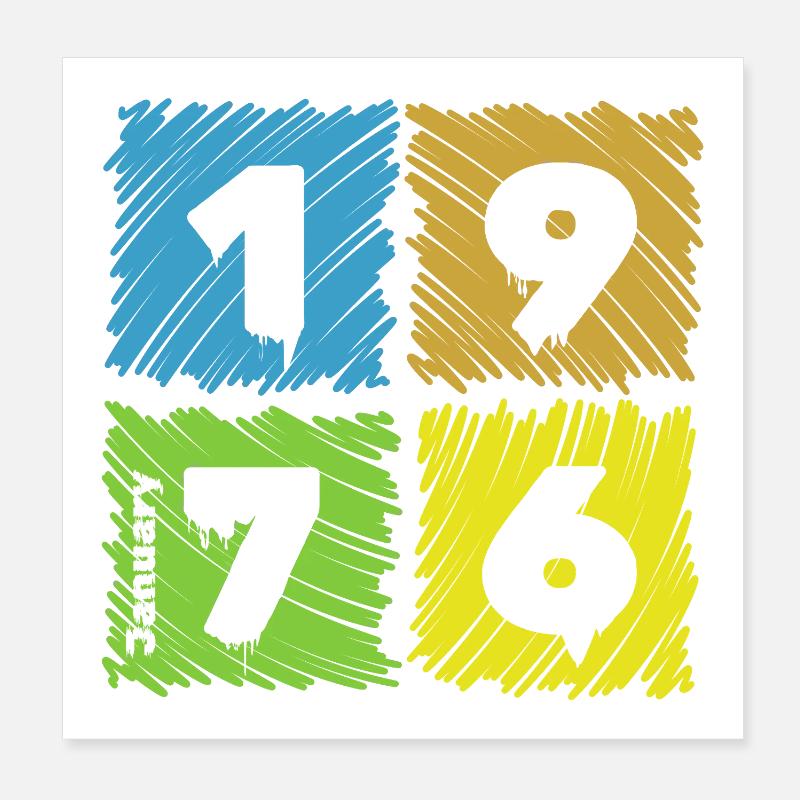 50. Geburtstag Farbige Patches since 01/1976 - Poster 20x20 cm - Weiß