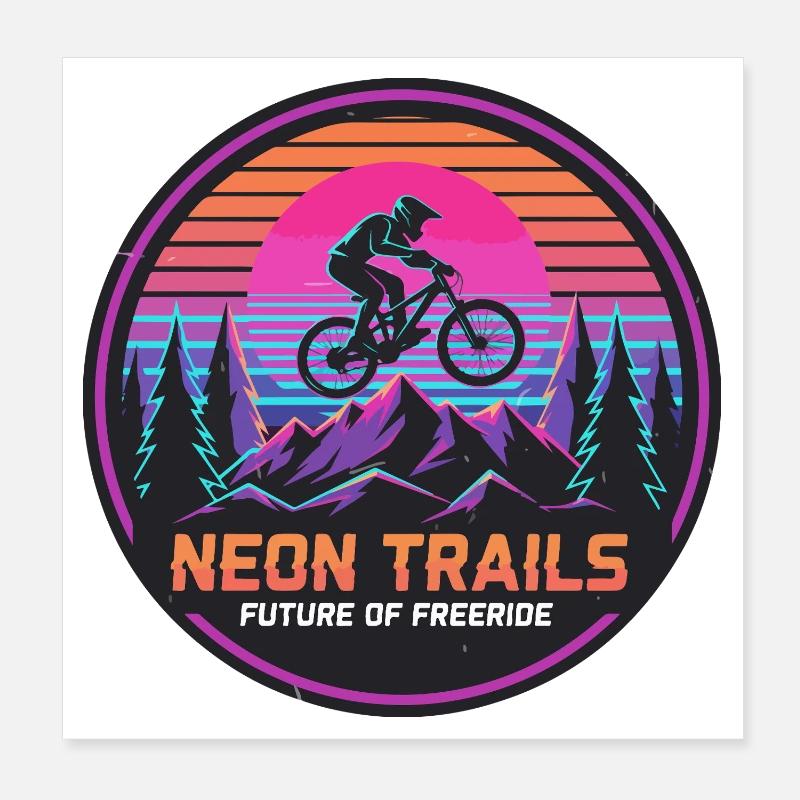 Neon Trails Mountain Freeride Poster 8" x 8" (20x20 cm)