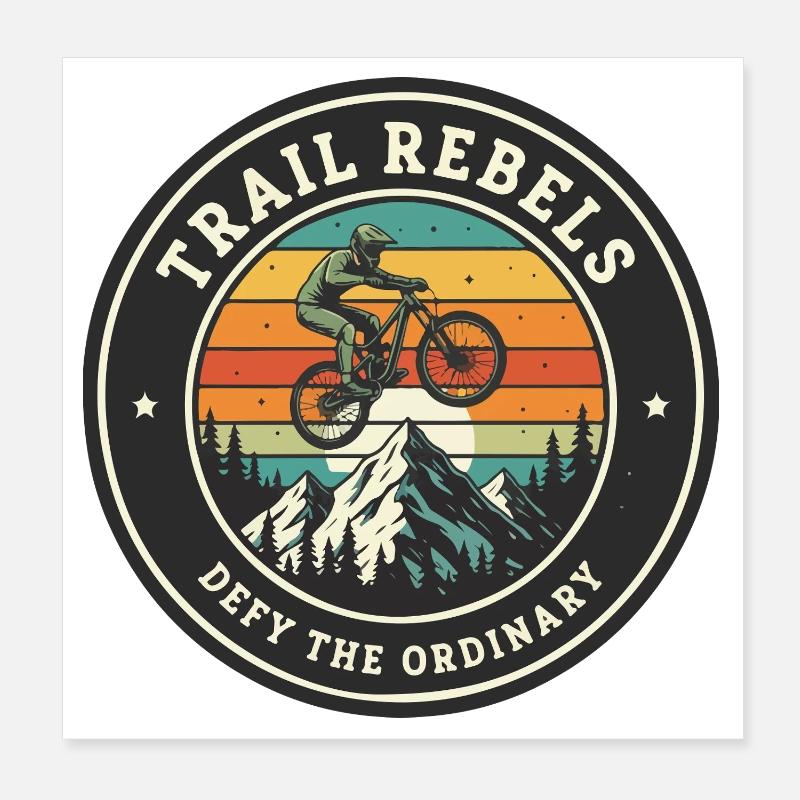 Trail Rebels Mountainbiker Retro Poster 20x20 cm
