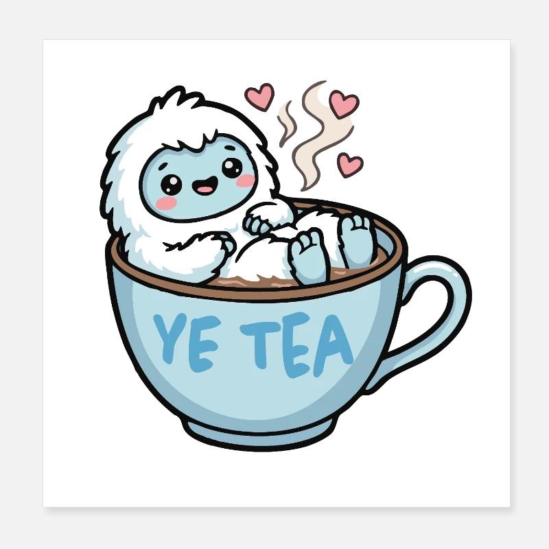 Yéti dans une tasse à thé - Poster 20 x 20 cm - blanc