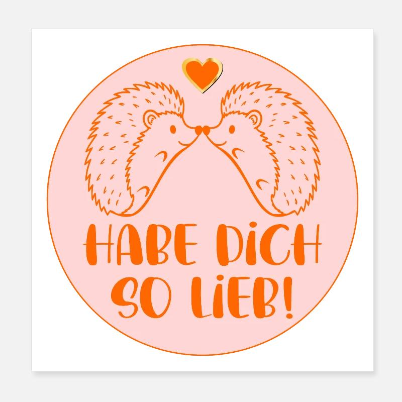 Igel - Habe Dich so lieb Poster 20x20 cm