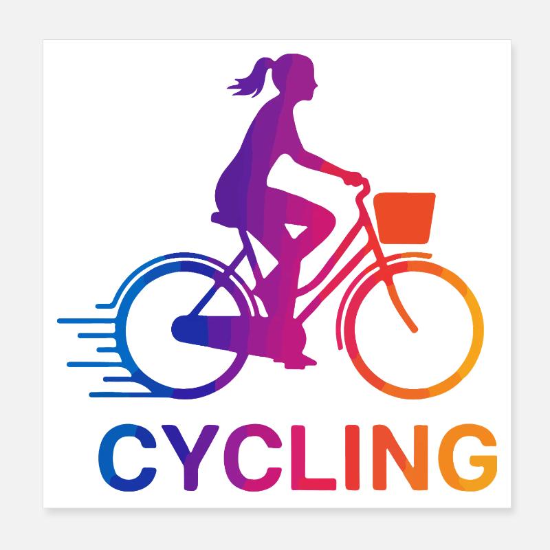 Rainbow Gradient Cyclist Poster 20x20 cm