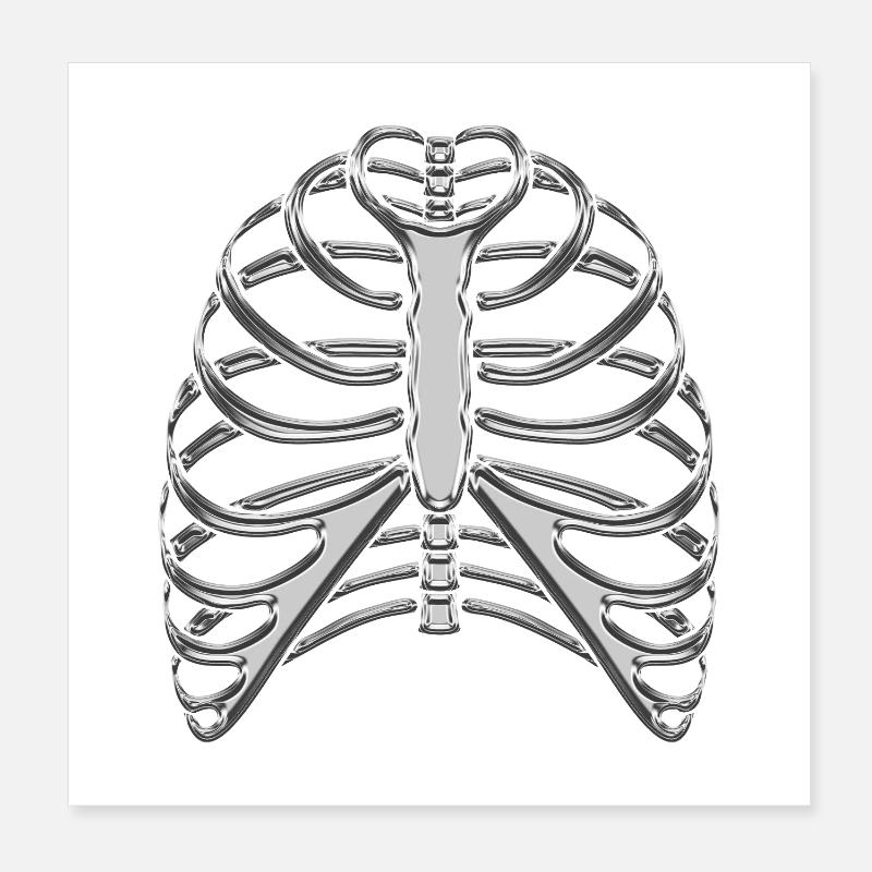 Chrome Ribcage / Skeleton Ribs Poster 8" x 8" (20x20 cm)