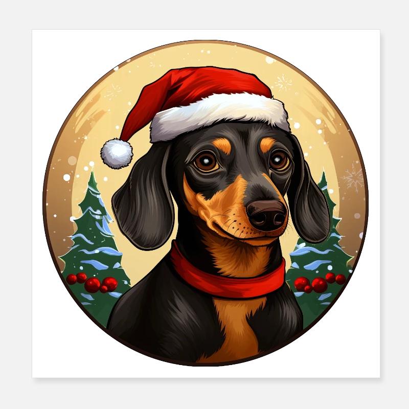 Noël teckel Poster 20 x 20 cm