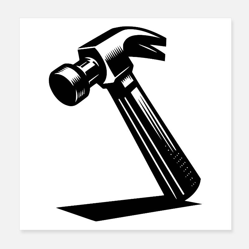 Hammer motif for carpenter and builder Poster 8" x 8" (20x20 cm)