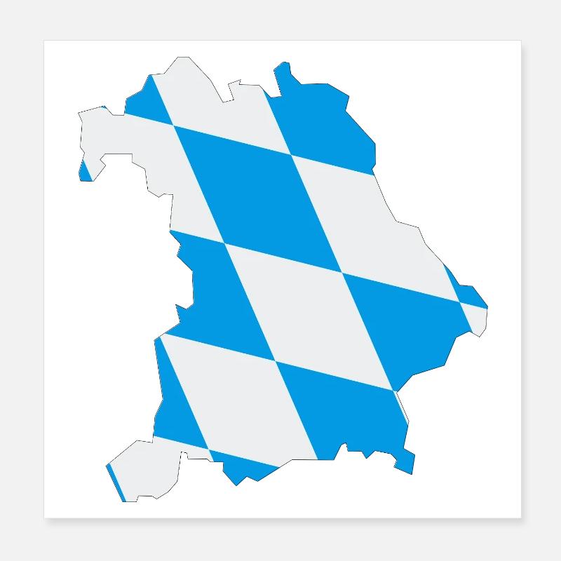 Bundesland Bayern - Poster 20x20 cm - Weiß